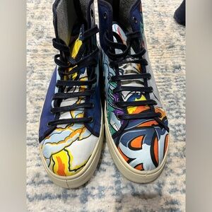 Hermes Respoke hi-top sneakers with Hermes Silk